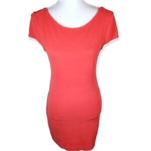 FOREVER 21 CORAL/ORANGE BODYCON DRESS SZ.L EUC
